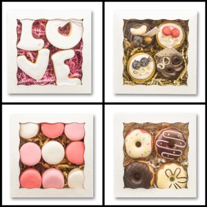 QULIT 50pcs 5x5x2 Inch Cookie Boxes with Window White Bakery Boxes Pastry Boxes for Macaroon Dessert Cupcake Donut Pastry Muffins