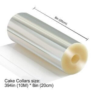 BUTEFO Cake Collars 8 x 394inch, Acetate Rolls, Clear Cake Strips, Transparent Cake Rolls, Mousse Cake Acetate Sheets for Chocolate Mousse Baking, Cake Decorating