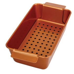 volar non-stick meatloaf pan 2-piece healthy meatloaf pan set copper coating with removable tray drains grease