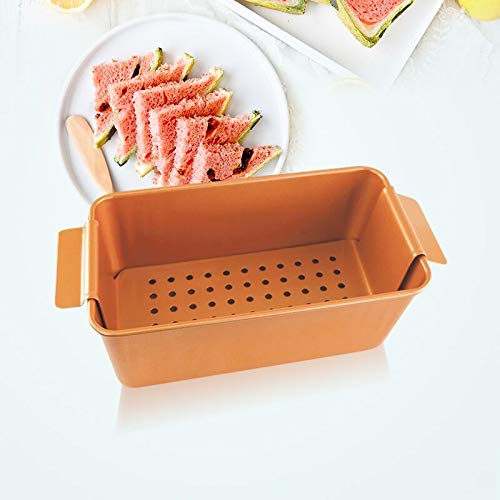 Volar Non-Stick Meatloaf Pan 2-Piece Healthy Meatloaf Pan Set Copper Coating With Removable Tray Drains Grease
