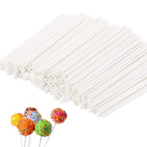 200 count white lollipop sticks,6-inch paper sticks sucker stick for cake pops,cupcake toppers,candy melt,chocolate,cookie,dessert(dia 3.5mm)