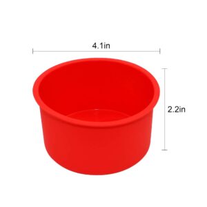 Staruby Silicone Cake Mold Baking Pan Round 4 Inch Non-Stick Bakeware Pan Reusable Cake Pan, Red, Set of 6