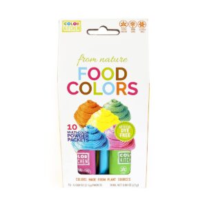 colorkitchen food coloring multi-pack (10 packets-5 colors) – plant-based colors for frosting and natural healthy baking | artificial dye-free | gluten-free | non-gmo | vegan | soy free
