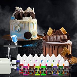 Airbrush Food Coloring Kit from FUTEBO: 24 Colors Edible Airbrush Kit for Cupcakes, Cookies & Desserts,Tasteless Cake Paint Edible Airbrushes Food Coloring for Cake Decorating(0.35 Fl. OZ Each Bottle)
