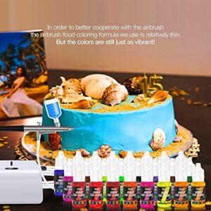 Airbrush Food Coloring Kit from FUTEBO: 24 Colors Edible Airbrush Kit for Cupcakes, Cookies & Desserts,Tasteless Cake Paint Edible Airbrushes Food Coloring for Cake Decorating(0.35 Fl. OZ Each Bottle)