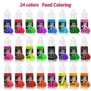 Airbrush Food Coloring Kit from FUTEBO: 24 Colors Edible Airbrush Kit for Cupcakes, Cookies & Desserts,Tasteless Cake Paint Edible Airbrushes Food Coloring for Cake Decorating(0.35 Fl. OZ Each Bottle)