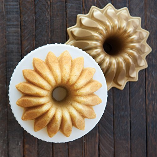 Nordic Ware Lotus Bundt Pan Gold, 5 Cup Capacity