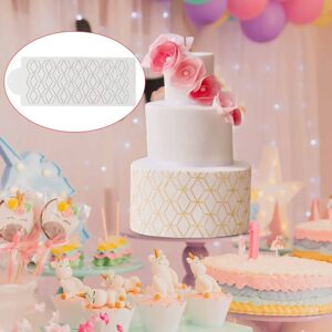 DI QIU REN 16PCS Cake Stencils Decorating Buttercream, 15X5.9 Inch Fondant Stencil for Cake Decoration Lace Cake Stencil & Template, Geometric Icing Stencil Cake Printing Mold Side Baking Mesh Stencil