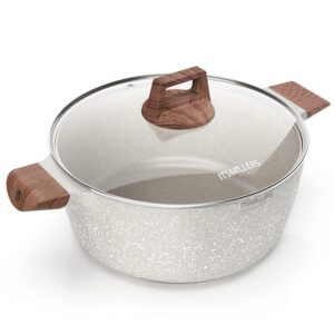 itsmillers nonstick die casting stock pot,6qt elegant aluminum ceramic casserole with lid, induction bottom