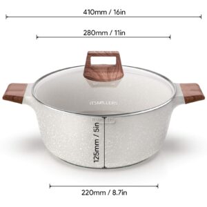 ITSMILLERS Nonstick Die Casting Stock Pot,6Qt Elegant Aluminum Ceramic Casserole with Lid, Induction Bottom