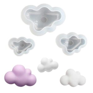 hiparty 3pcs/set 3d cloud shape chocolate silicone mold mousse fondant ice cube mould pudding candy soap candle crystal epoxy resin molds baking cake decoration tool