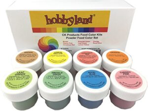 hobbyland ck products powder food color kit, 8 colors, 4 gram jars, professional powder food color set