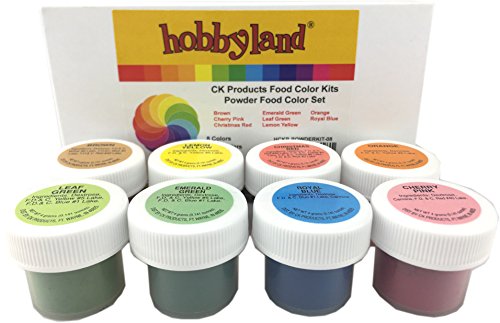 Hobbyland CK Products Powder Food Color Kit, 8 Colors, 4 Gram Jars, Professional Powder Food Color Set