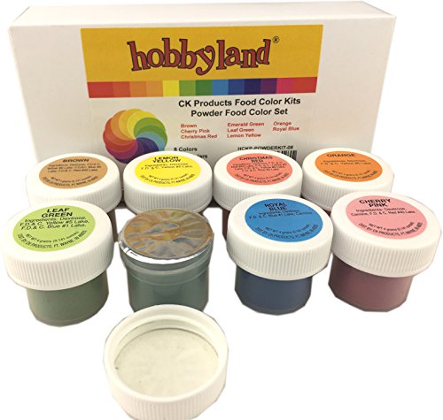 Hobbyland CK Products Powder Food Color Kit, 8 Colors, 4 Gram Jars, Professional Powder Food Color Set