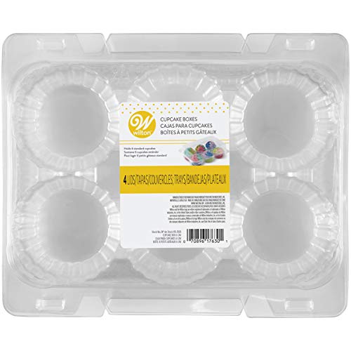 Clamshell Plastic Cupcake Container Box. 6 Cavities standard 4-pack