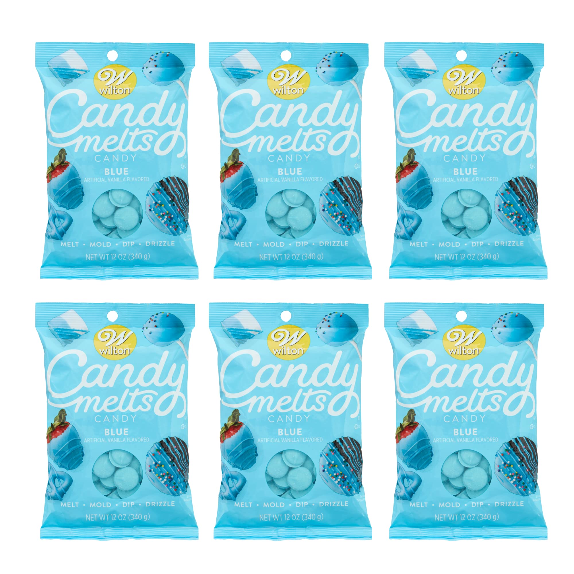 Wilton Blue Candy Melts Candy, 12 oz, Pack of 6