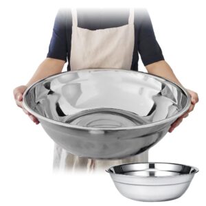 oversized all-purpose stainless steel bowl for home & commercial, 16 qt, 15 l, made in korea, premium stainless steel, no dulling & rusting, for prepping, baking, mixing, marinating & brining kimchi