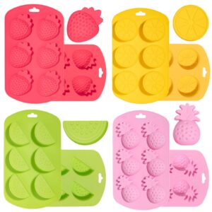whaline 4 pack fruit shaped silicone mold pineapple orange watermelon strawberry chocolate candy baking mould 3d summer fruit ice mold for diy jelly fondant soap gummy cake cupcake topper decoration