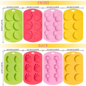Whaline 4 Pack Fruit Shaped Silicone Mold Pineapple Orange Watermelon Strawberry Chocolate Candy Baking Mould 3D Summer Fruit Ice Mold for DIY Jelly Fondant Soap Gummy Cake Cupcake Topper Decoration