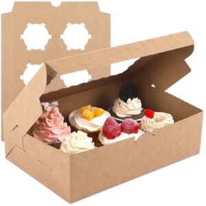 moretoes 24 sets cupcake boxes with inserts bakery boxes with window fit 6 cupcakes or muffins