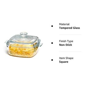 NUTRIUPS Mini Glass Casserole Dish with Lid Oven Safe Square Casserole Dish 5.9in Glass Microwave Bowl With Glass Lid Casserole Cookware (28oz-Mini)