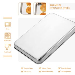 Stainless Steel Baking Sheet Set of 2, Deedro Cookie Sheet Metal Baking Pan Oven Tray, Non Toxic & Heavy Duty, Rust Free & Mirror Finish, Easy Clean & Dishwasher Safe, 12 x 10 x 1 Inch