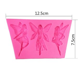 1pc Lovely Three Fairies Angle Shape Silicone Mold for DIY Candy Soap Mould Crystal Jelly Shots Pudding Desserts Gum Paste Chocolate Fondant Mold Cupcake Cake Topper Decoration Handmade Ice Cream