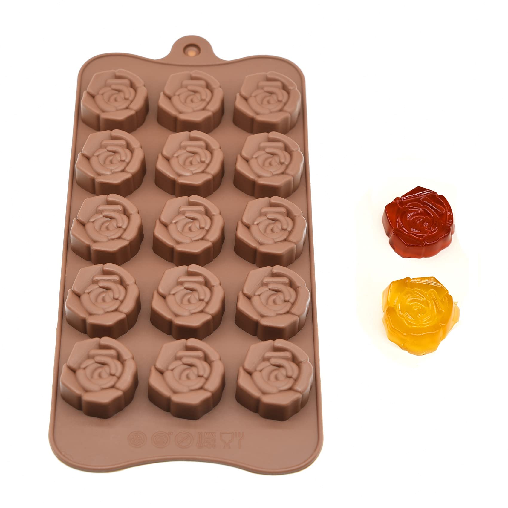 Poproo Non-Stick Silicone Molds Chocolate Molds Flower Gummy Candy Molds Ice Cube Molds Tray Cake Decoration Party & Wedding Gift, Pack of 3, 45-Cavity