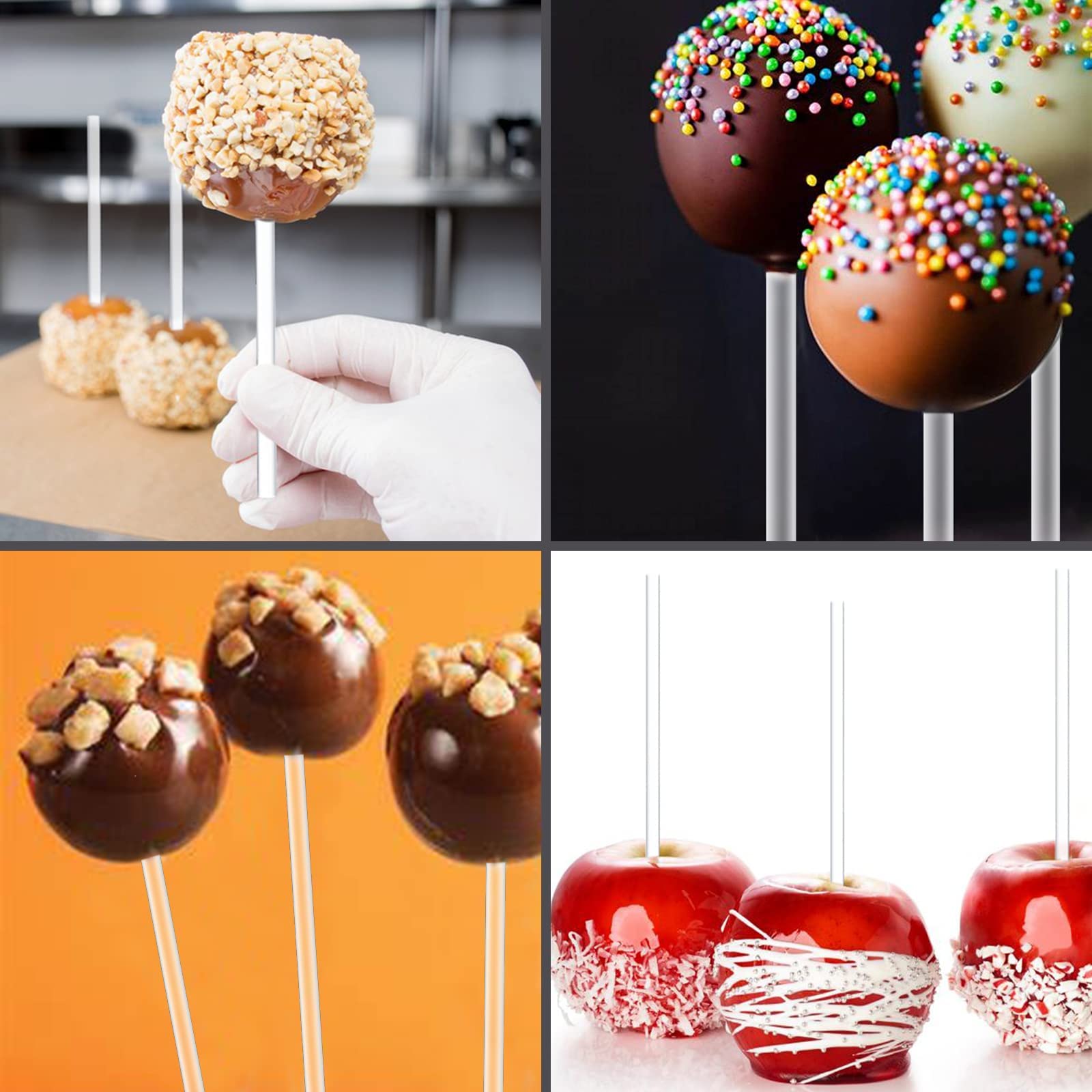 Kamehame 30 Pieces Acrylic Candy Apple Sticks 6 Inch Clear Pointed Acrylic Rods for Cake Pops or Dessert Caramel Apple Chocolate Covered Apples 6mm Diameter