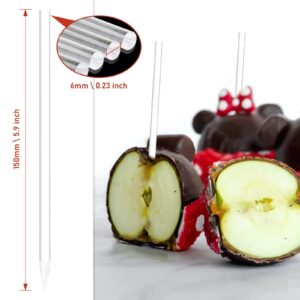 Kamehame 30 Pieces Acrylic Candy Apple Sticks 6 Inch Clear Pointed Acrylic Rods for Cake Pops or Dessert Caramel Apple Chocolate Covered Apples 6mm Diameter