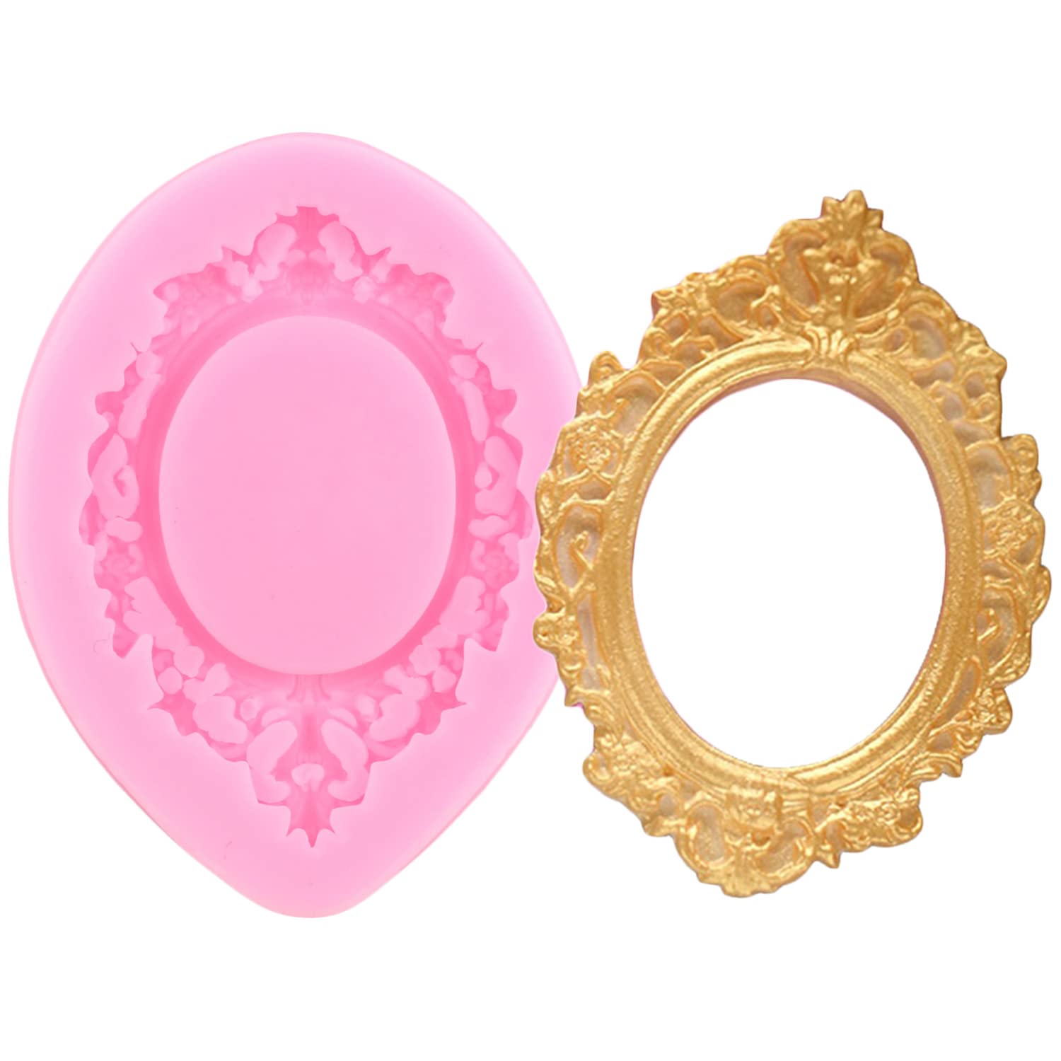 ZiXiang Photo Frame Silicone Molds Baroque Style Picture Frames Fondant Mold For Cupcake Topper Cake Decoration Chocolate Candy Polymer Clay Gum Paste Set Of 4