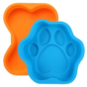 wooyaya 2Pcs Silicone Dog Birthday Cake Pans, Bone Shape, 8 Inch