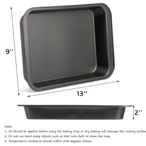 Lyellfe 3 Pack Rectangle Baking Pan, Non-Stick Cake Pans for Oven, 13 x 9 Inch Deep Cookie Sheet Tray for Brownie Lasagna Casserole Bread, BPA Free