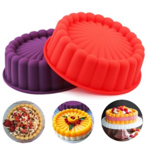 ailehopy 8 inch silicone charlotte cake pan -set of 2- round baking molds for cheese cake,chocolate cake, rainbow cakes, strawberry shortcake, brownie tart pie
