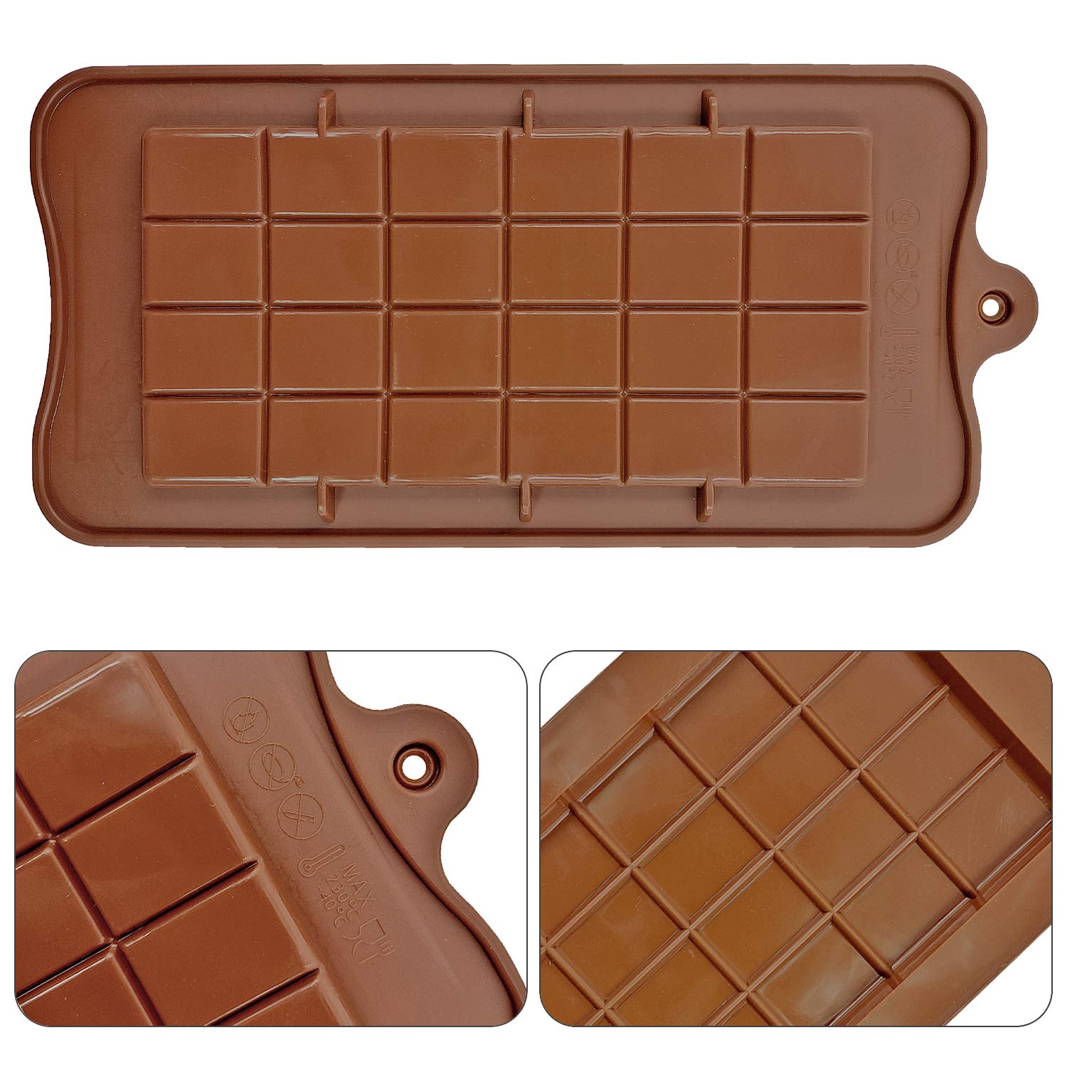 Silicone Break-Apart Chocolate, Food Grade Non-Stick Protein and Energy Bar Mold (Chocolate Bar Mold Set of 4)