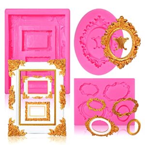 sakolla photo frame silicone mold - 3 pack picture fondant candy chocolate molds cake decorating, sugar, gum paste, chocolate, cookies, resin, polymer clay - pink