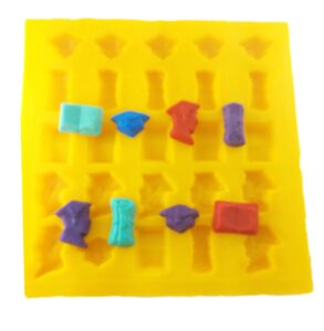flexible molds - graduation (25 cavity) - cream cheese mint molds - candy melts - fondant - caramels - soft candy molds
