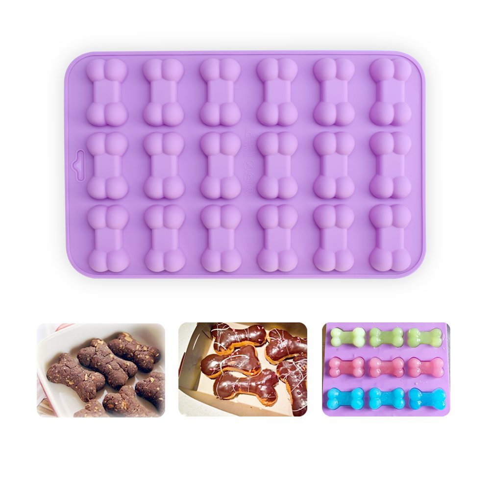 homEdge Jumbo Puppy Dog Paw (6 Cavity) and Bone Molds, Non-Stick Food Grade Silicone Dog Treats Molds, Silicone Mold for Chocolate, Candy, Jelly, Ice Cube, Dog Treats (Set of 4PCS)