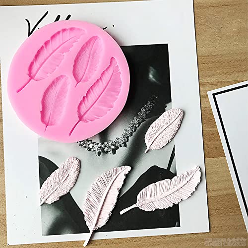 Feather Candy Molds for Baking - Pink Candy Molds Silicone Soap Molds for Clay Crafting Feather Mold Fondant Silicon Molds for Soap Making - Kitchen Decor Pink Chocolate 3D Molds for Cake Decorating