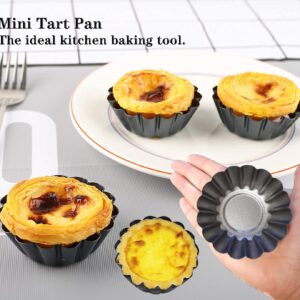 Xstronq Egg Tart Molds 12PCS Tart Pan, Mini Carbon Steel Non Stick Tart Pans, Tart Molds For Baking (2.6 inch)