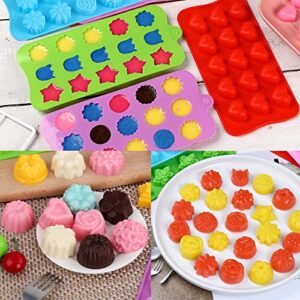 Chocolate Molds Candy Molds for Baking Sweet Treats,15 Cavity Flower Shape Non-Stick Silicone Baking Molds Ice Cubes for Wedding,Festival,Party and DIY Crafts, 6 Pack