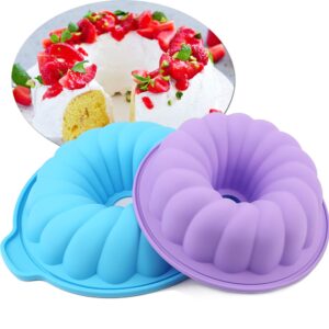 ZEMSY 2 Pack Silicone Round Cake pan European Grade Non-Stick Bakeware For Jello, Bread, Gelatin, Cakes pans 8-10Inch