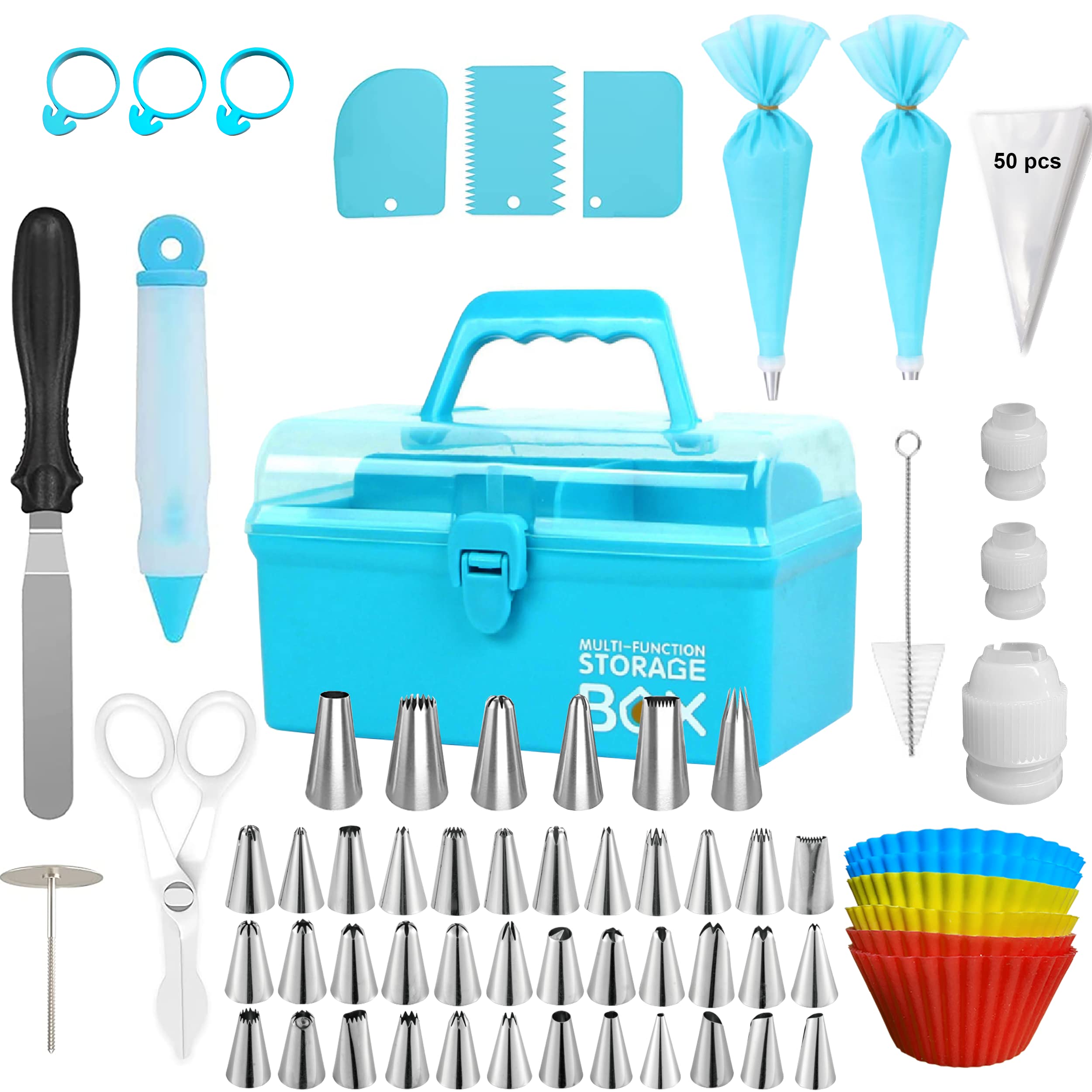 Cake Decorating Tools Piping Bags & Tips Set 115 Pcs, Cake Decorating Kit with 42 Piping Tips,Cake Decorating Supplies with Frosting Tips&Bags Cupcake Cookie Decorating Supplies Gifts for Kids