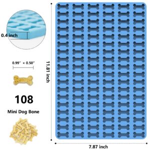 Dog Treats Molds, 108 Dog Bone Shaped Silicone Mold Food-Grade Dog Snacks Maker for Baking and Freezing Candy Chocolate Biscuits for Small/Medium/Large Dogs with Baking Spatula