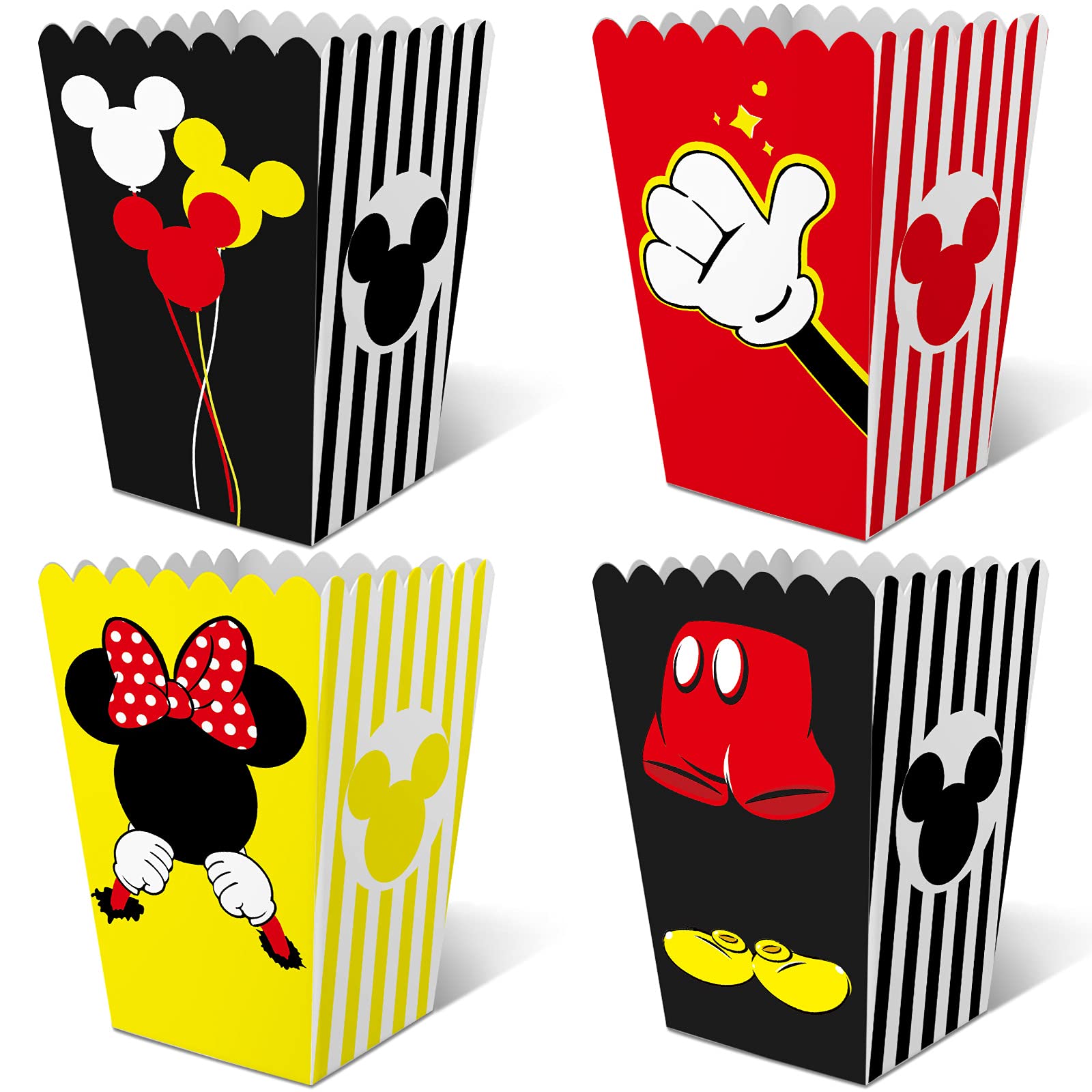 DLBEAUTY 16Pcs Mouse Birthday Party Supplies Mickey Mouse Popcorn Box Snack Treat Box Candy Cookie Container For Mickey Mouse Theme Party Favors Decoration