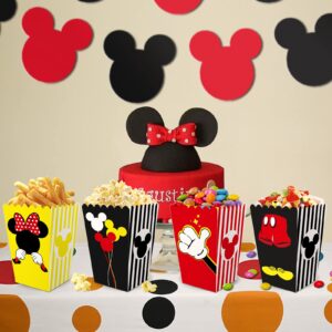 DLBEAUTY 16Pcs Mouse Birthday Party Supplies Mickey Mouse Popcorn Box Snack Treat Box Candy Cookie Container For Mickey Mouse Theme Party Favors Decoration