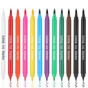 12 pcs food coloring pens decorating food markers with ultra fine tip (0.7 mm) food coloring pens, double sided food gourmet writers for diy fondant cakes frosting baking party