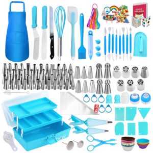 Makmeng Cake Decorating Tools Supplies Kit - 368Pcs Baking Supplies with Storage Case for Beginners - Icing Piping Bags and Tips Set For Cookies, Cupcake & Cake Frosting Fondant Decorating