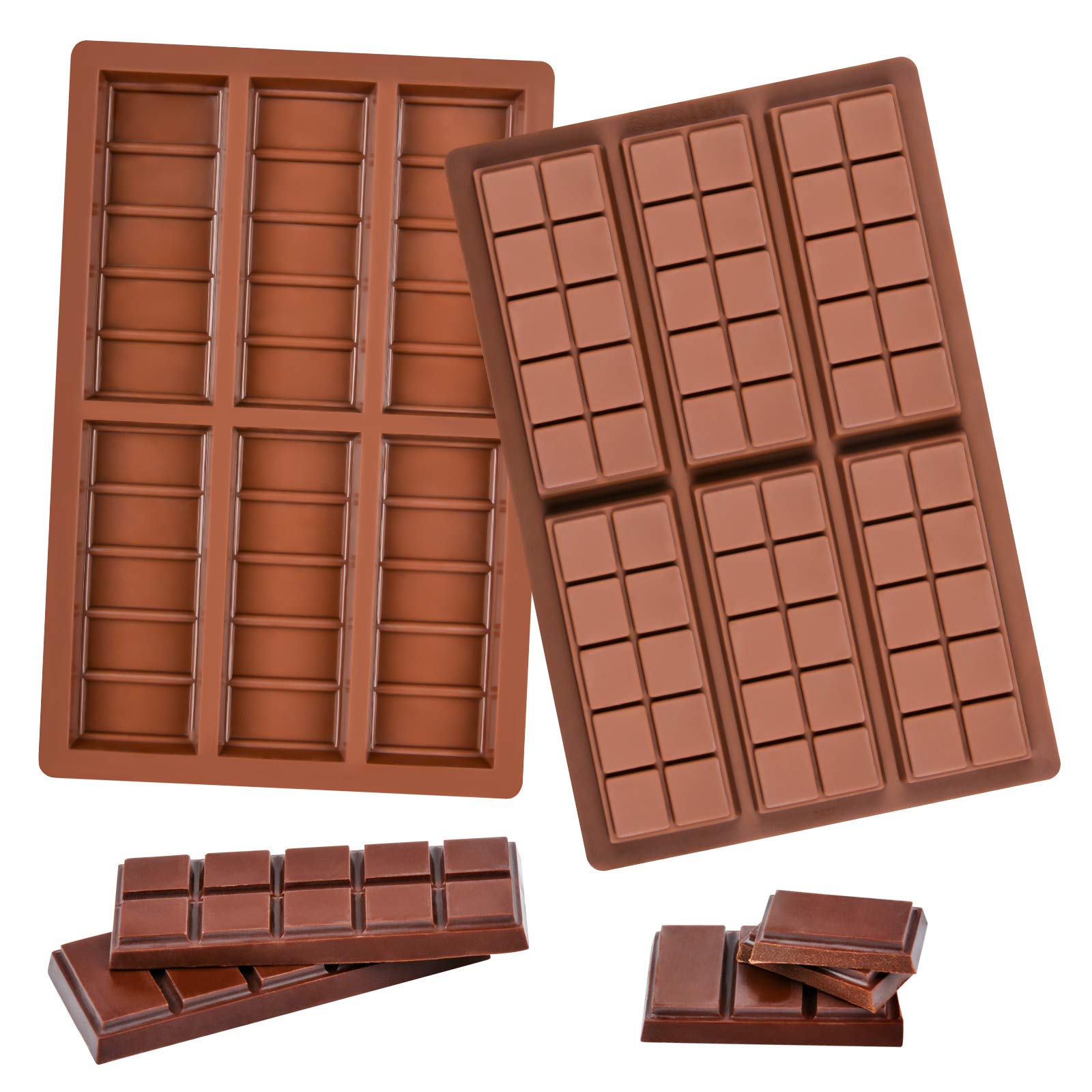 Fimary Chocolate Molds - Non-Stick Chocolate Candy Molds, Food Grade Silicone Chocolate Bar Mold for Baking, Candy, Chocolate Snacks, Create Delicious Chocolates with Ease - 2 Pack