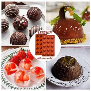 Lerykin Small 15-Cavity Semi Sphere Silicone Molds Non-Stick,2 Packs Half Sphere Silicone Baking Molds for Making Jelly, Chocolates and Cake